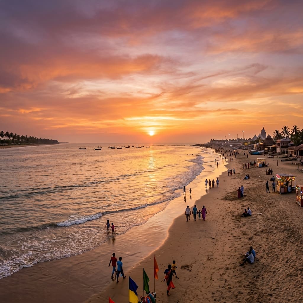 Beautiful Puri Beach sunset — Bay of Bengal